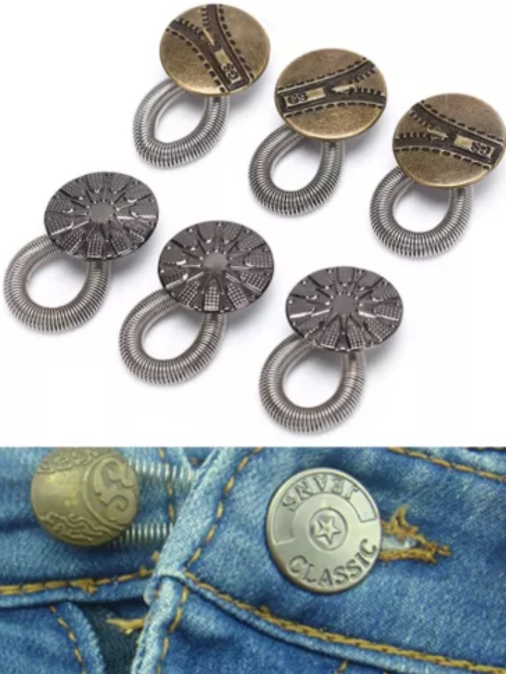 6X Waist Extender Jeans Pants Stretch Button Instant Metal Elastic Expander
